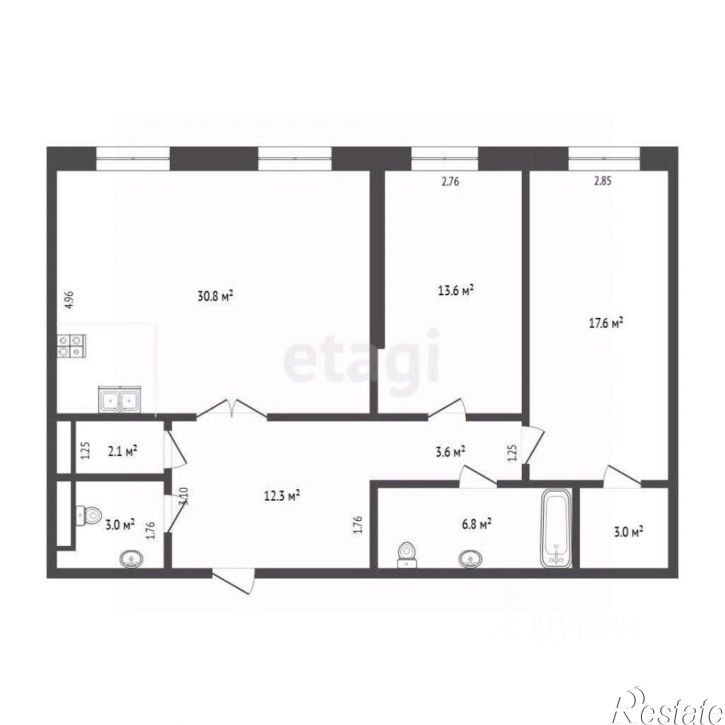 3-комн квартира ул Республики, 204 3,  д. 204 3,  к. 3