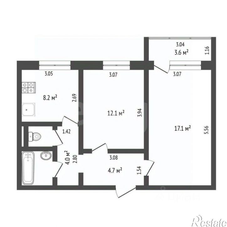 2-комн квартира ул Пермякова, 68 2,  д. 68 2,  к. 2