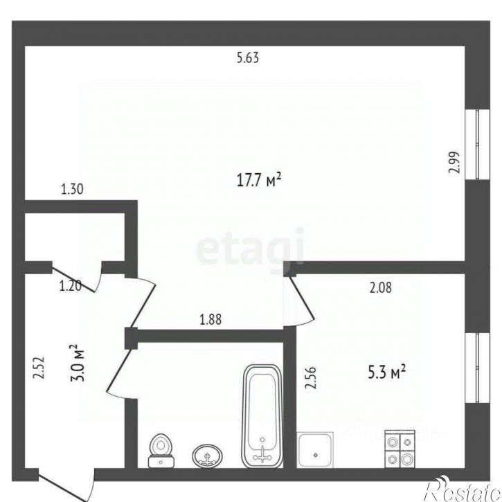 1-комн квартира ул Тульская, 7,  д. 7