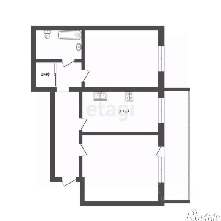 2-комн квартира ул Малиновского, 4 2,  д. 4 2,  к. 2