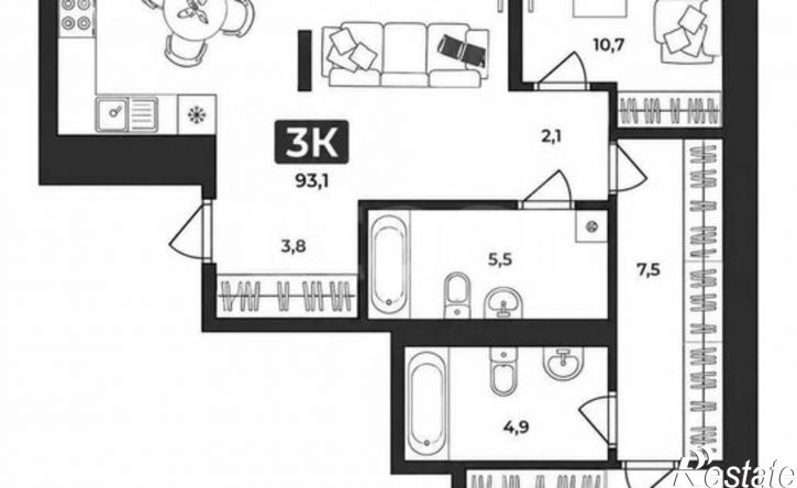 3-комн квартира ул разведчика Кузнецова, 16,  д. 16