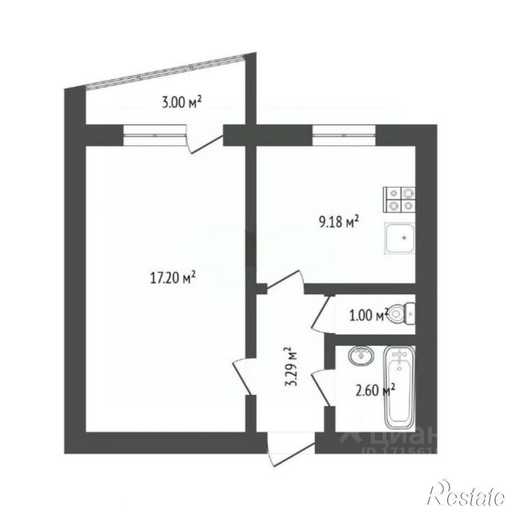1-комн квартира улица Красных Зорь, 2,  д. 2