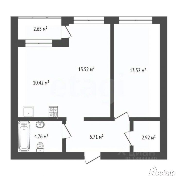 1-комн квартира улица Василия Севергина, 2 к1,  д. 2 к1