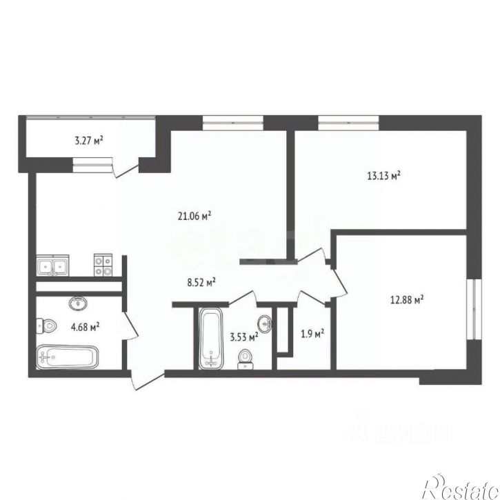 2-комн квартира улица Героев Сталинградской битвы, 7,  д. 7