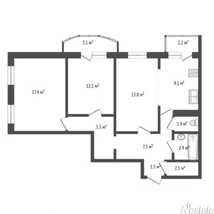 3-комн квартира ул Героев космоса, 9,  д. 9