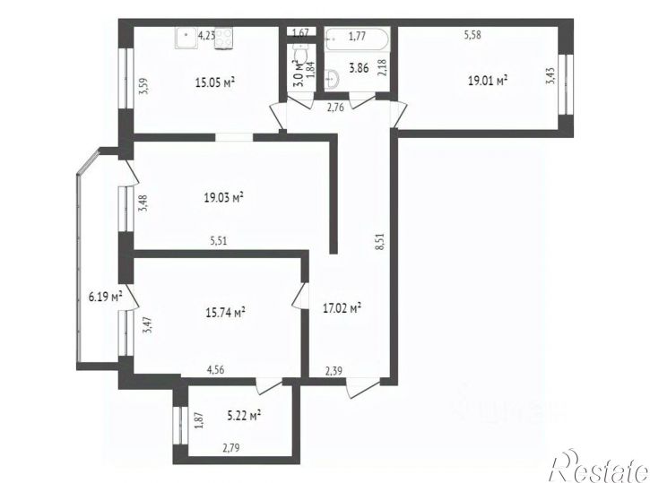 3-комн квартира ул Константина Посьета, 3,  д. 3