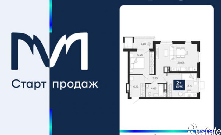 2-комн квартира в новом доме ЖК Мириады