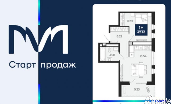 1-комн квартира в новом доме ЖК Мириады