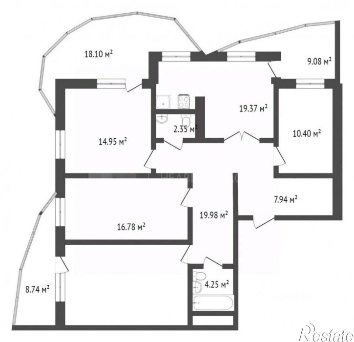 4-комн квартира улица Федюнинского, 64/1,  д. 64/1