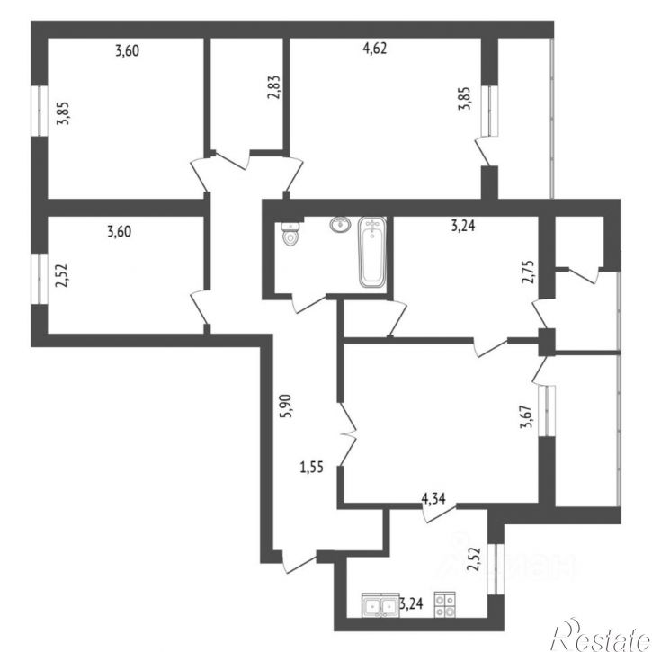 4-комн квартира ул Николая Чаплина, 123,  д. 123