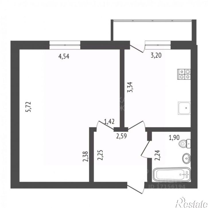 1-комн квартира ул Станционная, 26В/1,  д. 26В/1