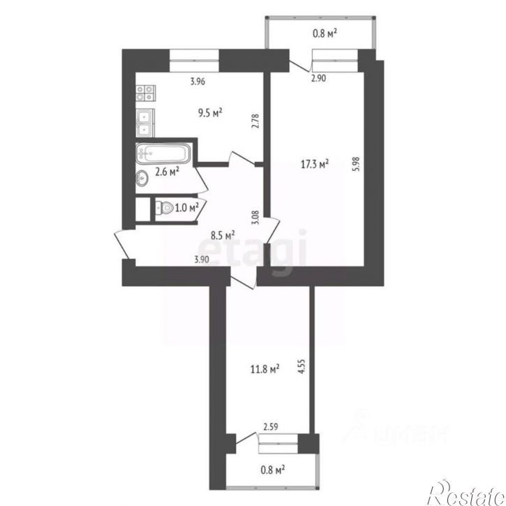 2-комн квартира ул Камчатская, 13,  д. 13
