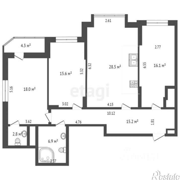 3-комн квартира ул Максима Горького, 68 1,  д. 68 1,  к. 1