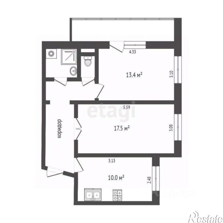 2-комн квартира улица Елизарова, 49,  д. 49