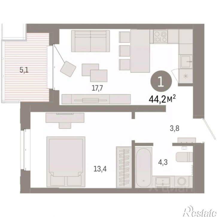 1-комн квартира в новом доме Минская улица, 92 к2,  д. 92 к2
