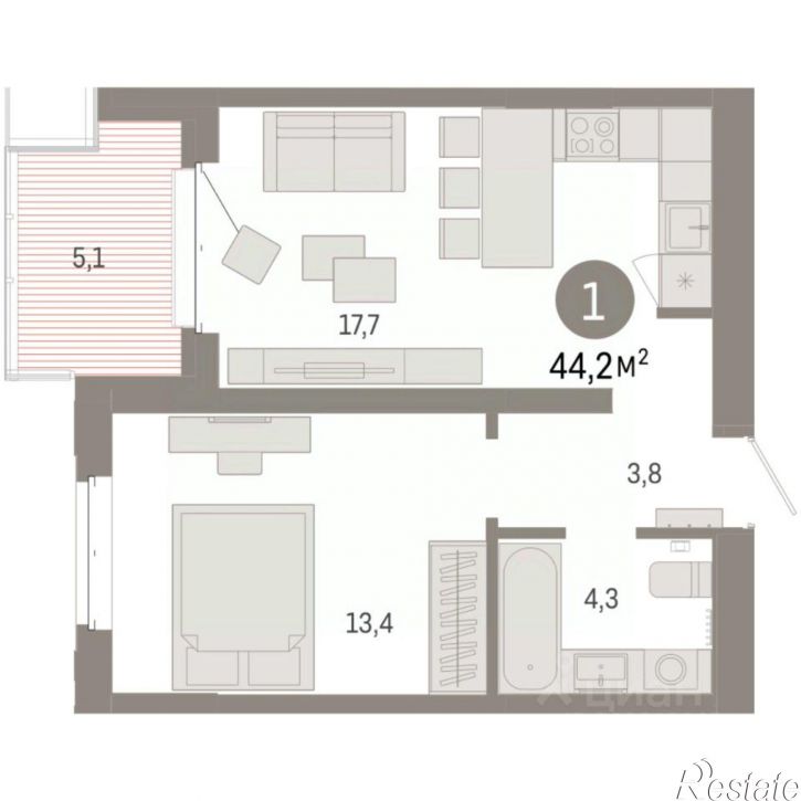 1-комн квартира в новом доме Минская улица, 92 к2,  д. 92 к2