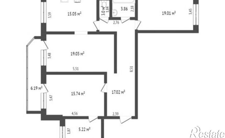 3-комн квартира улица Константина Посьета, 3,  д. 3