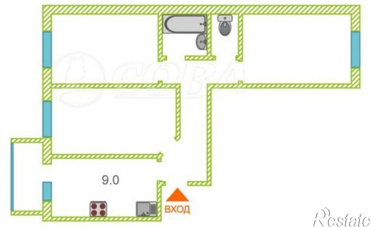 3-комн квартира улица Голышева, 2,  д. 2