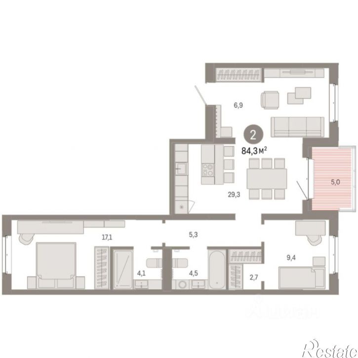 2-комн квартира в новом доме Минская улица, 92 к2,  д. 92 к2