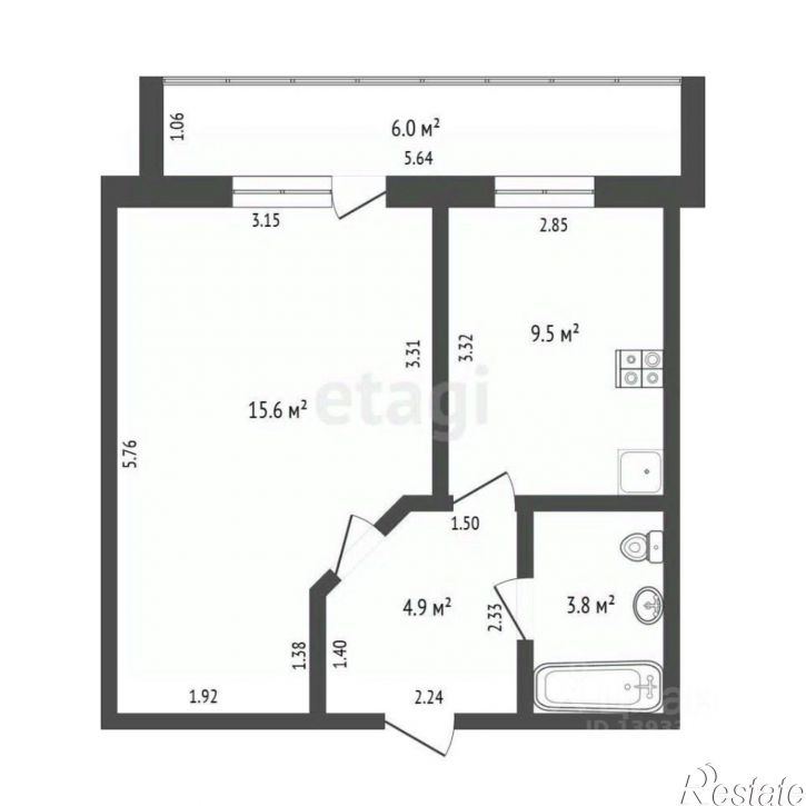 1-комн квартира улица Самарцева, 30,  д. 30