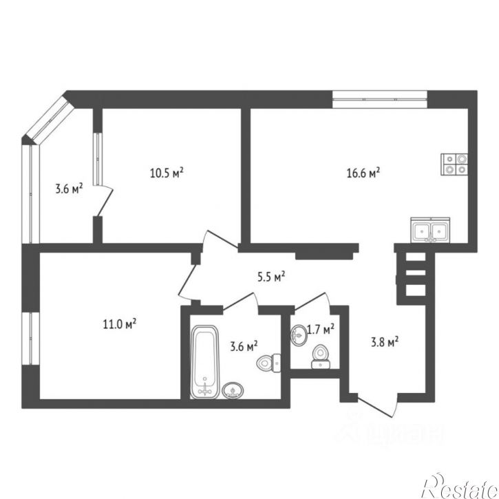 2-комн квартира улица Эльвиры Федоровой, 1к1,  д. 1к1