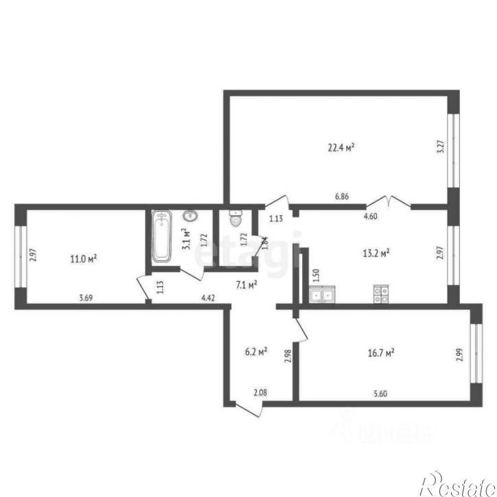 3-комн квартира улица Николая Зелинского, 19,  д. 19