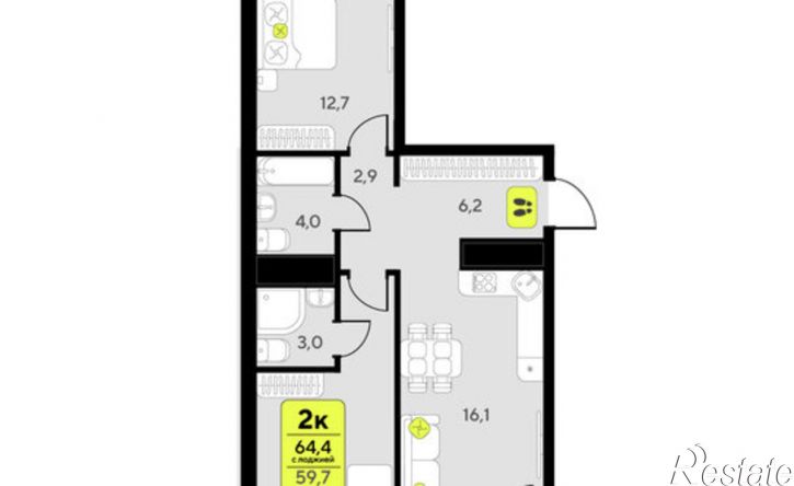 2-комн квартира улица Первооткрывателей, 15,  д. 15