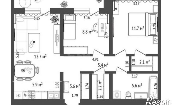 2-комн квартира Причальная улица, 8,  д. 8