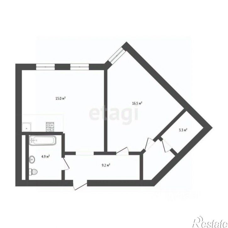 1-комн квартира улица Республики, 204 к5,  д. 204 к5