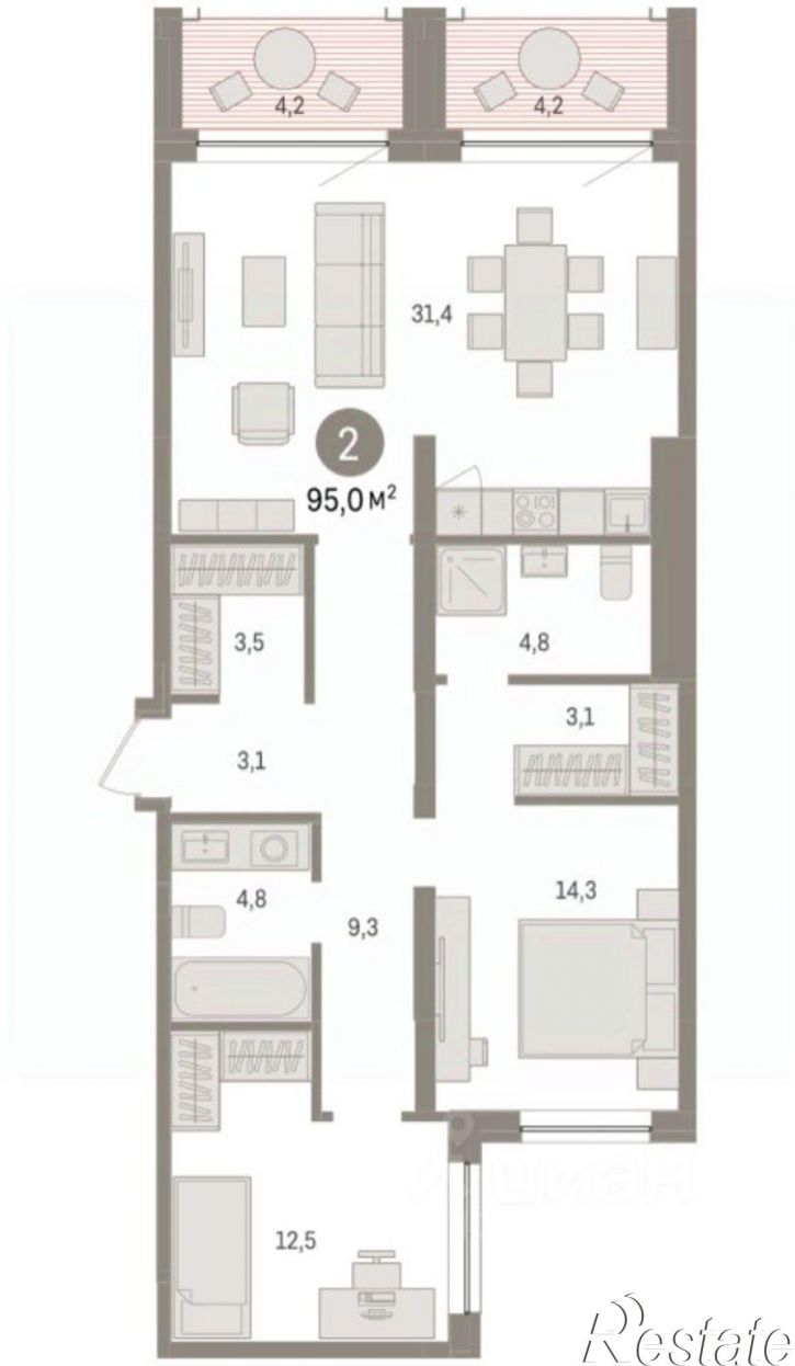 2-комн квартира в новом доме ул Урайская, 59,  д. 59