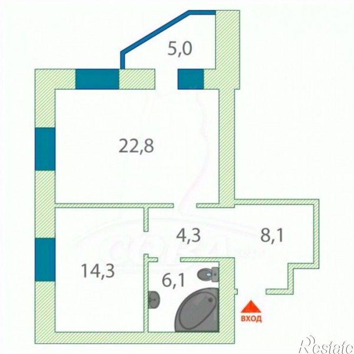 1-комн квартира Первомайская улица, 60 к1,  д. 60 к1