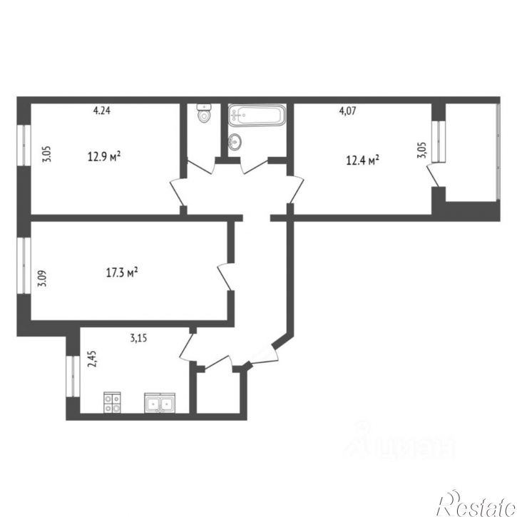 3-комн квартира ул Мельникайте, 127а,  д. 127а