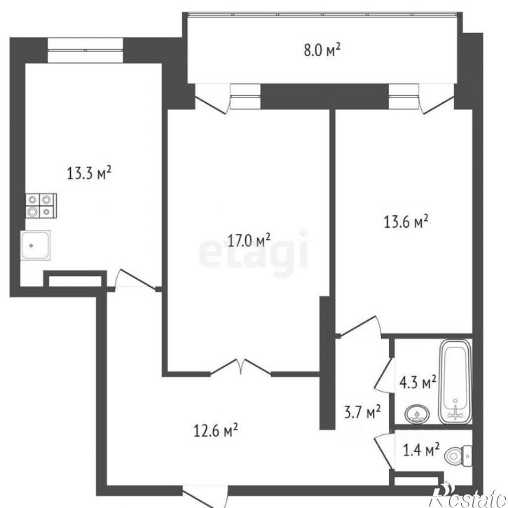 2-комн квартира ул Николая Зелинского, 3 1,  д. 3 1,  к. 1