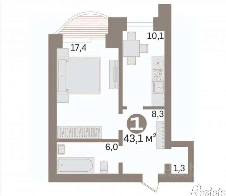 1-комн квартира улица Николая Гондатти, 5,  д. 5