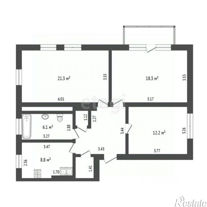 3-комн квартира ул Чернышевского, 2в,  д. 2в