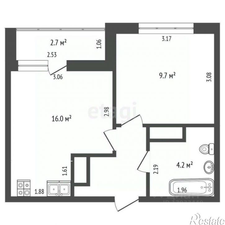 1-комн квартира улица Фармана Салманова, 26 к2,  д. 26 к2