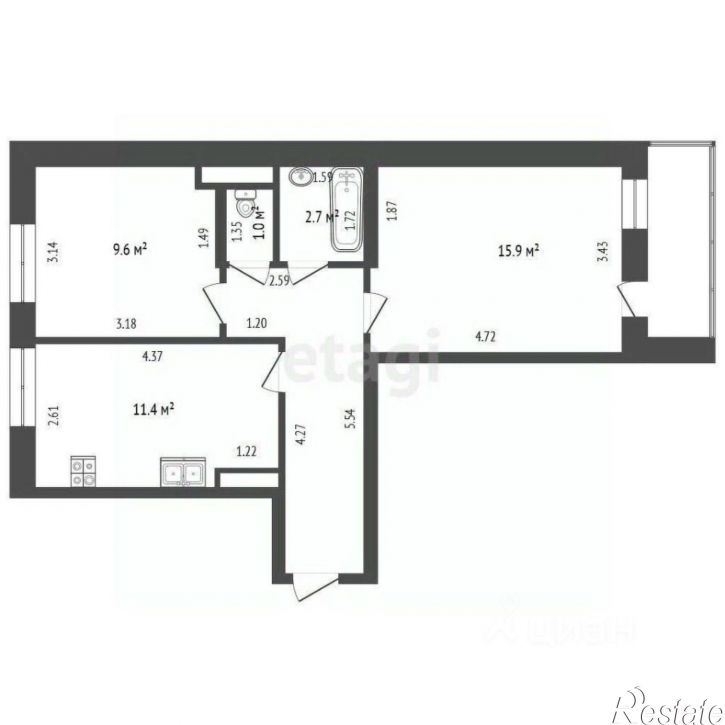 2-комн квартира Арктическая улица, 7 к1,  д. 7 к1