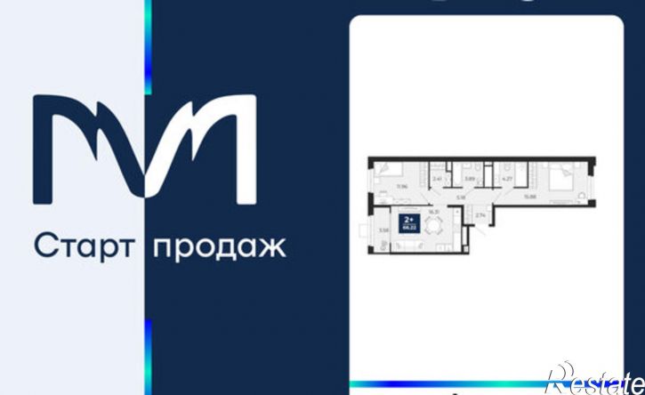 2-комн квартира в новом доме ЖК Мириады