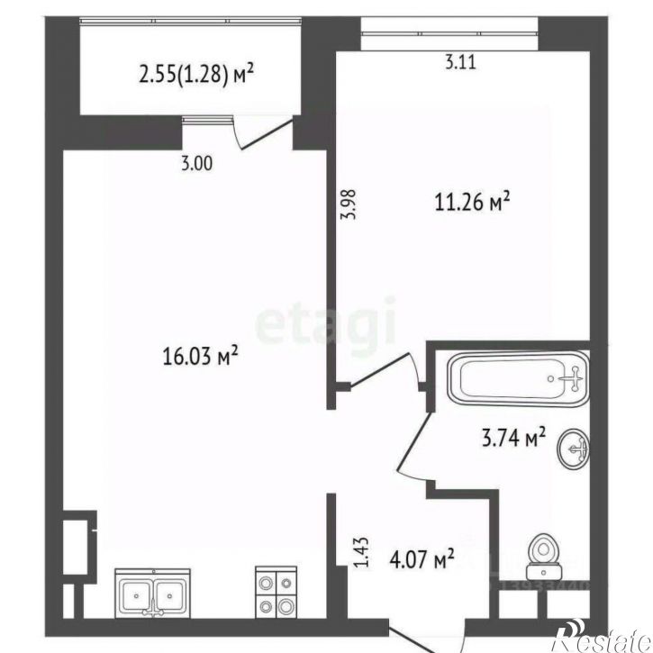 1-комн квартира улица Разведчика Кузнецова, 9,  д. 9