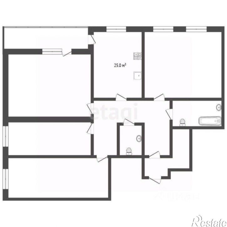 3-комн квартира улица Малыгина, 56,  д. 56
