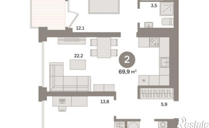 2-комн квартира Профсоюзная улица, 6 к1,  д. 6 к1