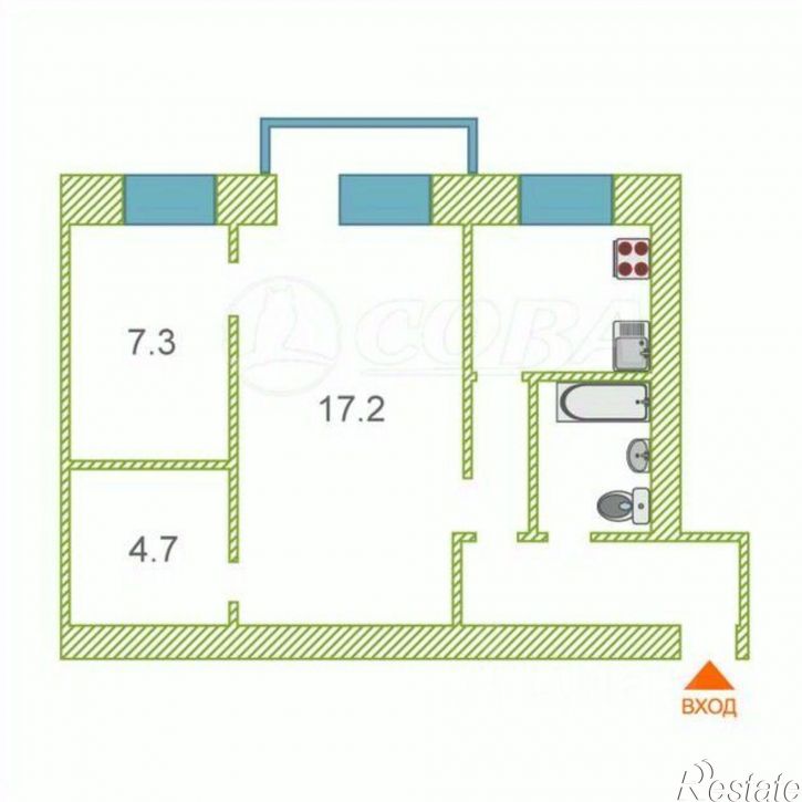 2-комн квартира улица Жуковского, 26,  д. 26
