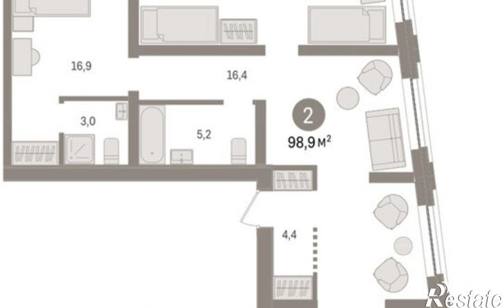 2-комн квартира в новом доме жилой комплекс Речной Порт