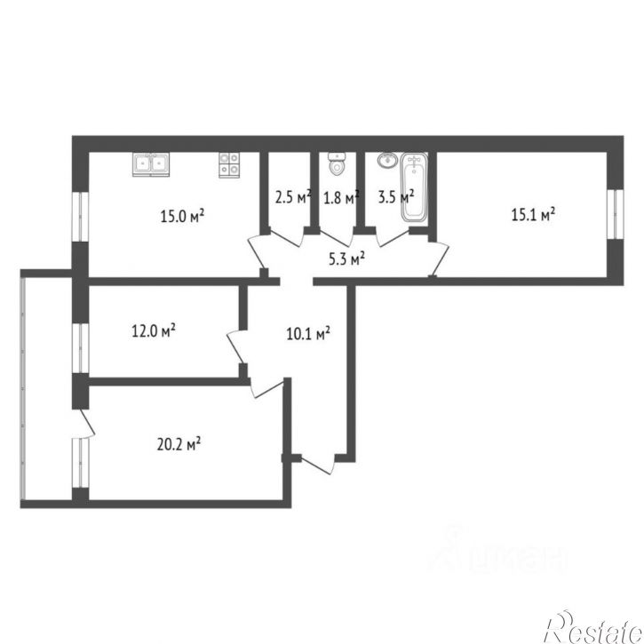 3-комн квартира ул Уральская, 51,  д. 51
