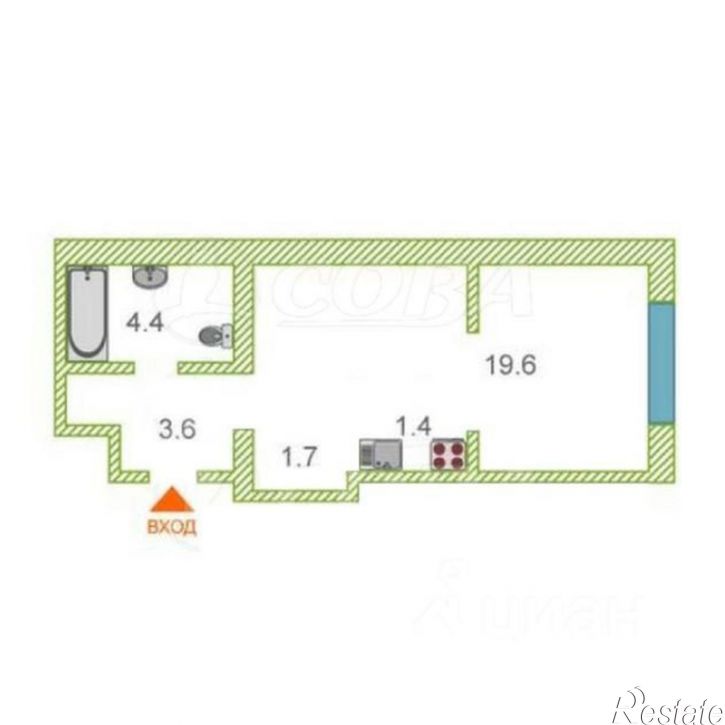 1-комн квартира ул Республики, 204 11,  д. 204 11,  к. 11