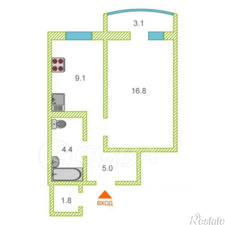 1-комн квартира ул Героев космоса, 19,  д. 19