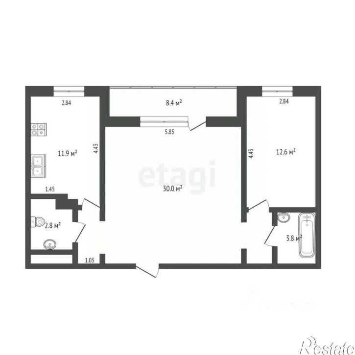2-комн квартира улица Чернышевского, 2Б к2,  д. 2Б к2