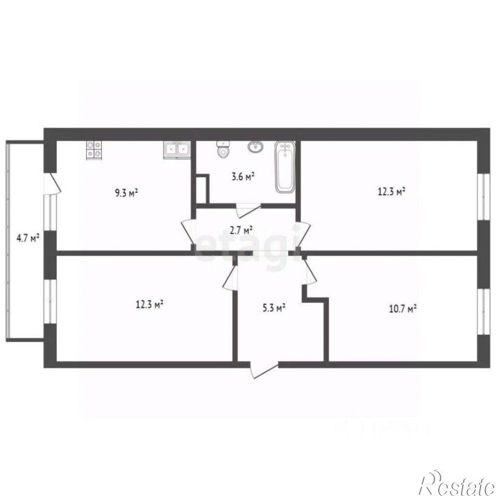 3-комн квартира ул Новоселов, 107 2,  д. 107 2,  к. 2