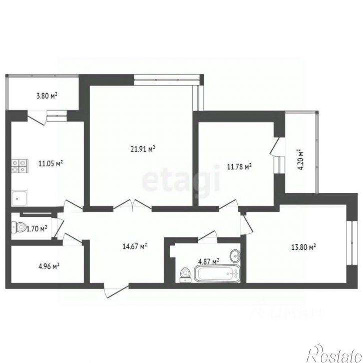 3-комн квартира улица Федюнинского, 30,  д. 30