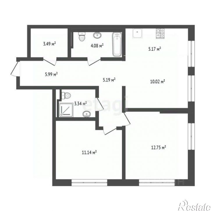 2-комн квартира ул Юрия Рогачева, 11 1,  д. 11 1,  к. 1